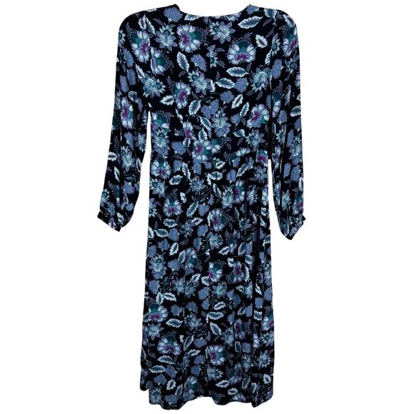 Loft Floral VNeck Long Sleeve Empire Waist Midi Dress Women's 4 Dark Whimsy NWT - Picture 6 of 13
